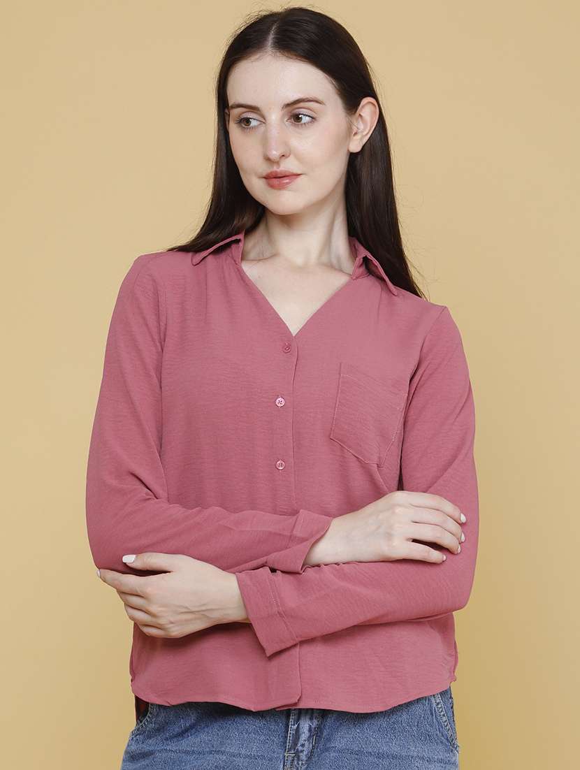 Women Solid Collared Regular Shirt - 22417577 -  Standard Image - 2