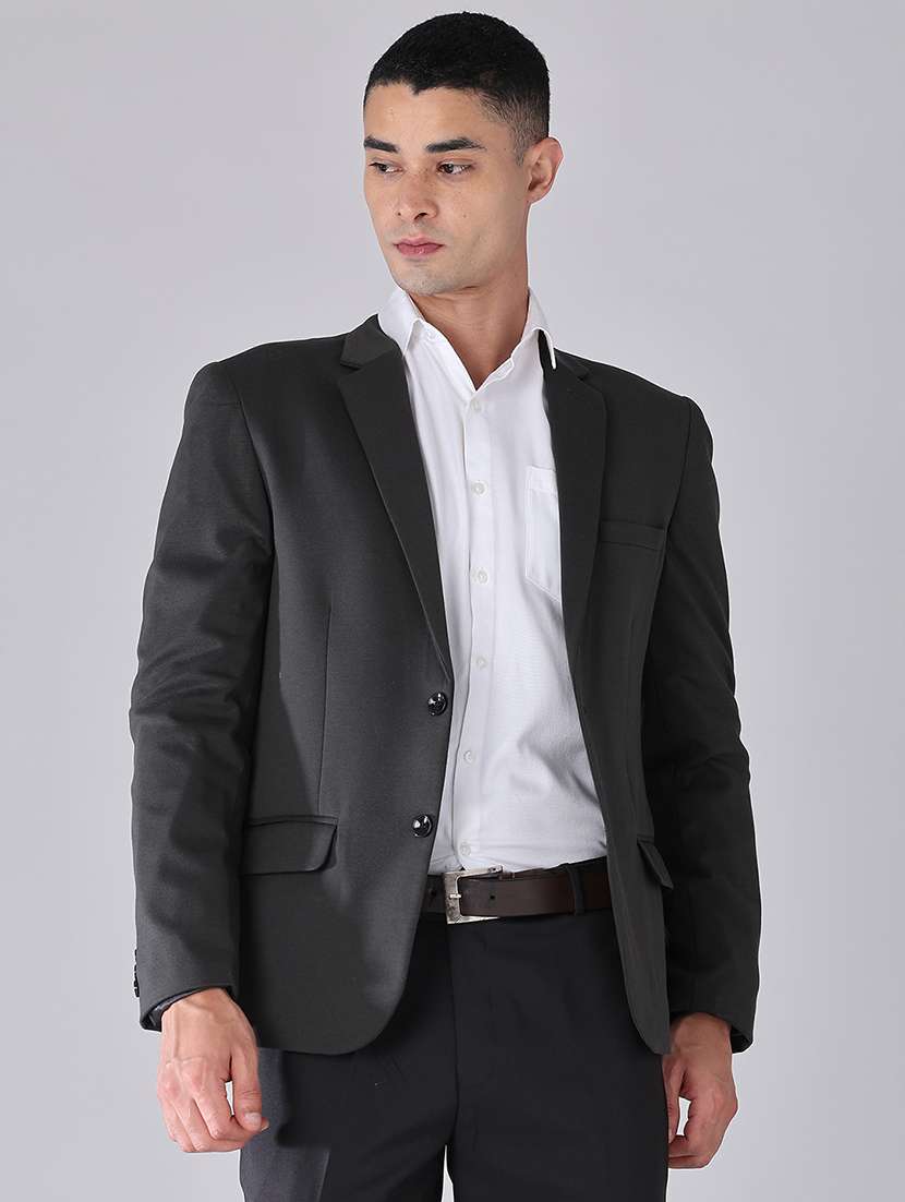 men solid lapel collared 2 piece suit set - 22417599 -  Standard Image - 2
