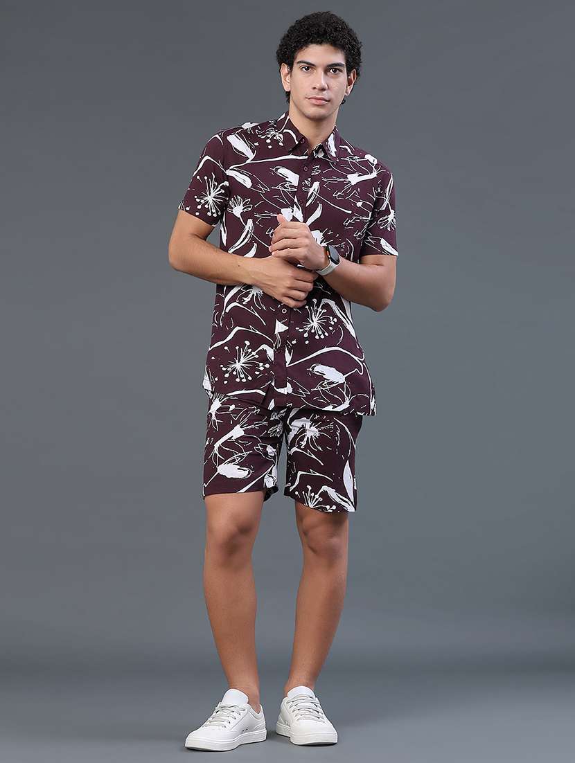 men printed short sleeves shirt and shorts co-ord set - 22417681 -  Standard Image - 2