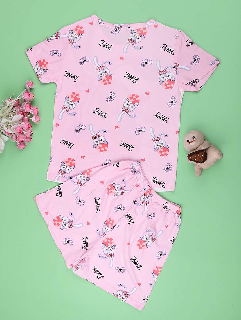 pink cotton shorts set nightwear - 22417911 -  Standard Image - 2
