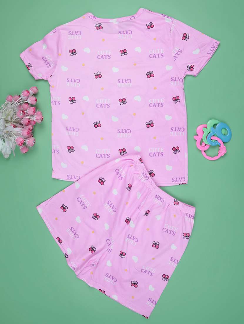 pink  cotton shorts set nightwear - 22417914 -  Standard Image - 2