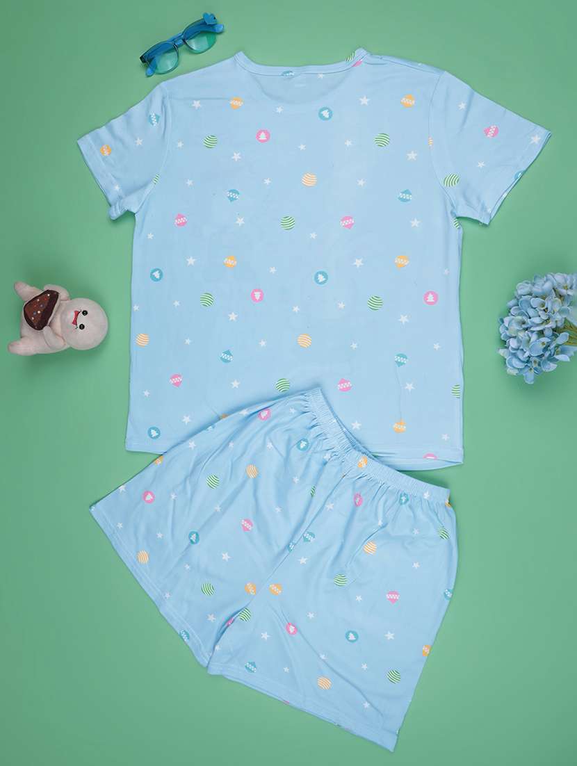 blue  cotton shorts set nightwear - 22417916 -  Standard Image - 2
