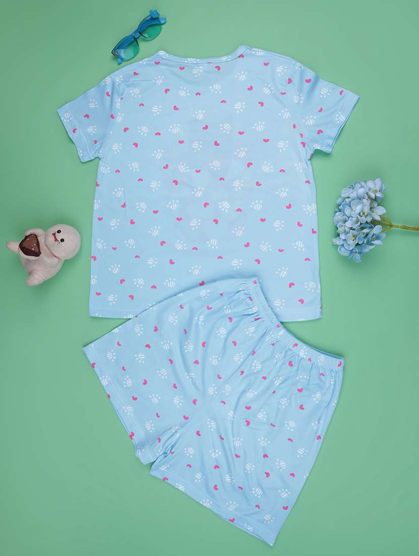 blue cotton shorts set nightwear - 22417917 -  Standard Image - 2