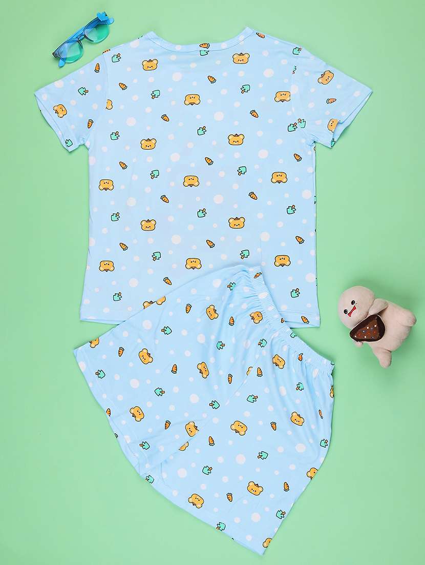 blue cotton shorts set nightwear - 22417927 -  Standard Image - 2