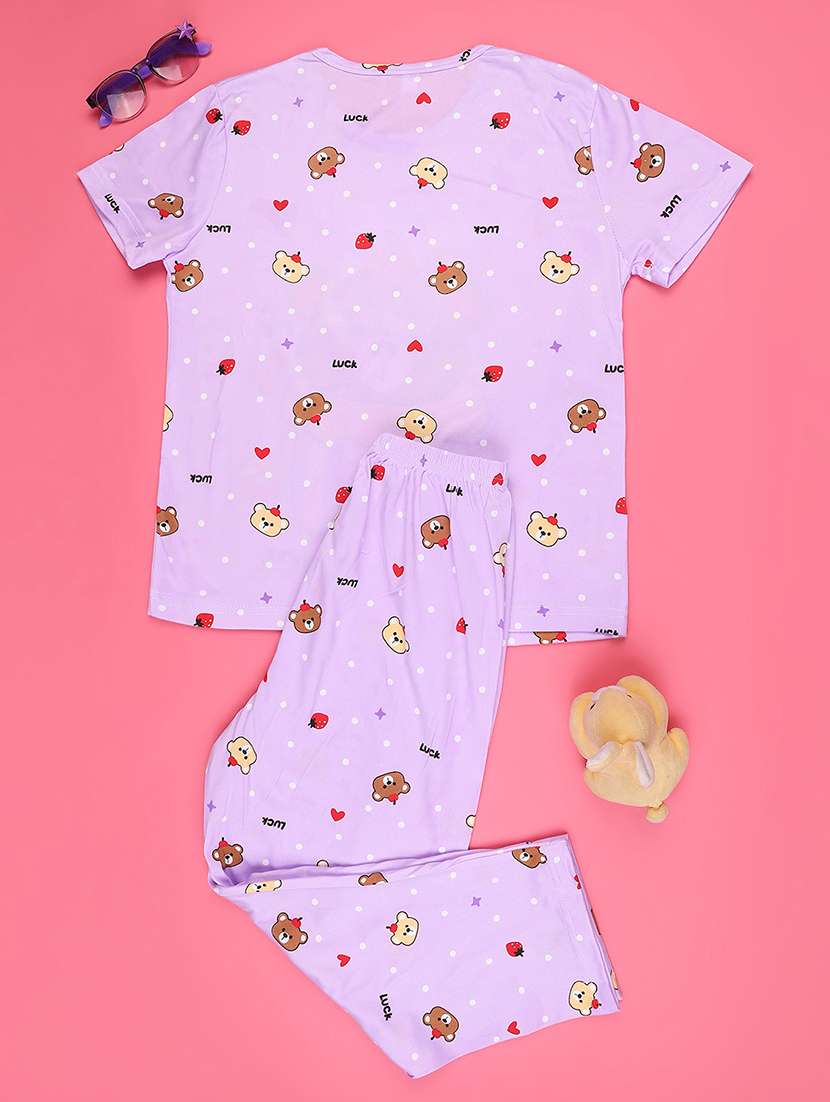 purple cotton pyjama set nightwear - 22417932 -  Standard Image - 2