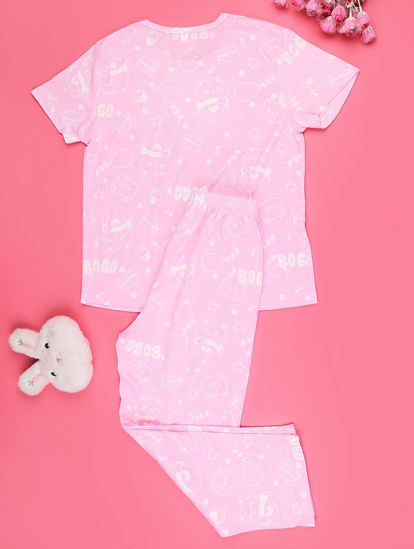 pink cotton pyjama set nightwear - 22417935 -  Standard Image - 2