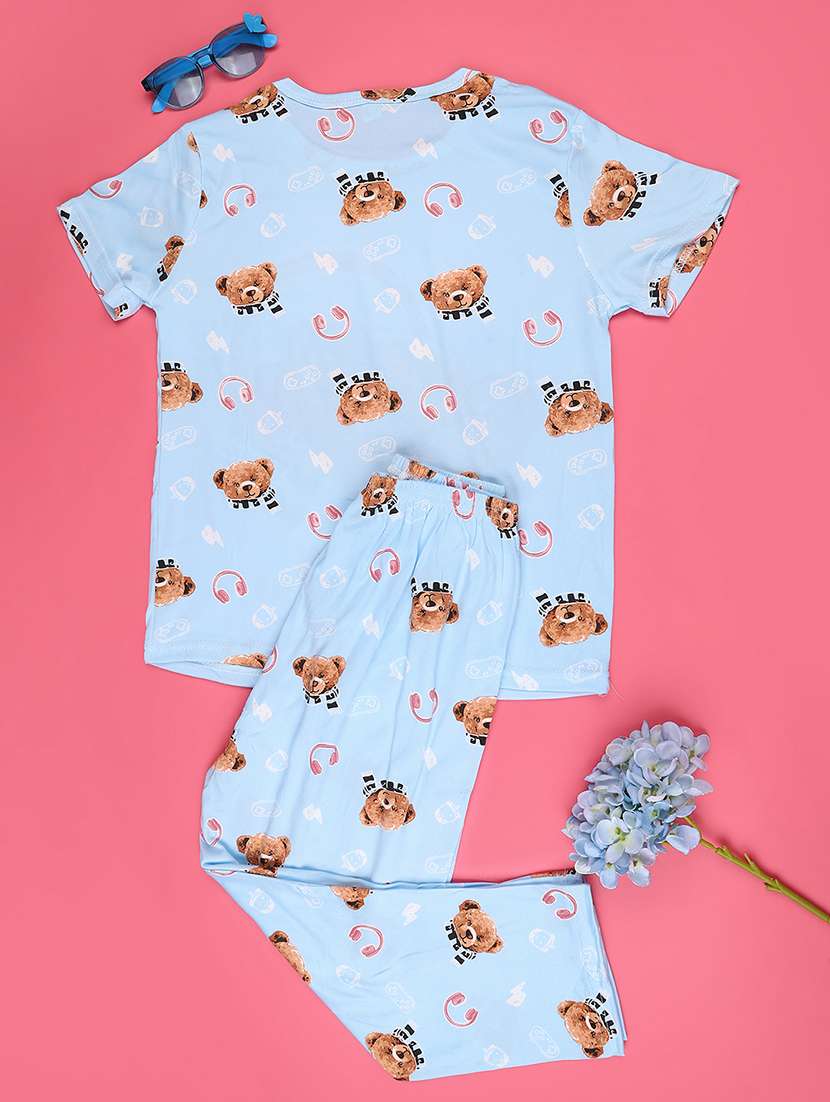 blue  cotton pyjama set nightwear - 22417937 -  Standard Image - 2