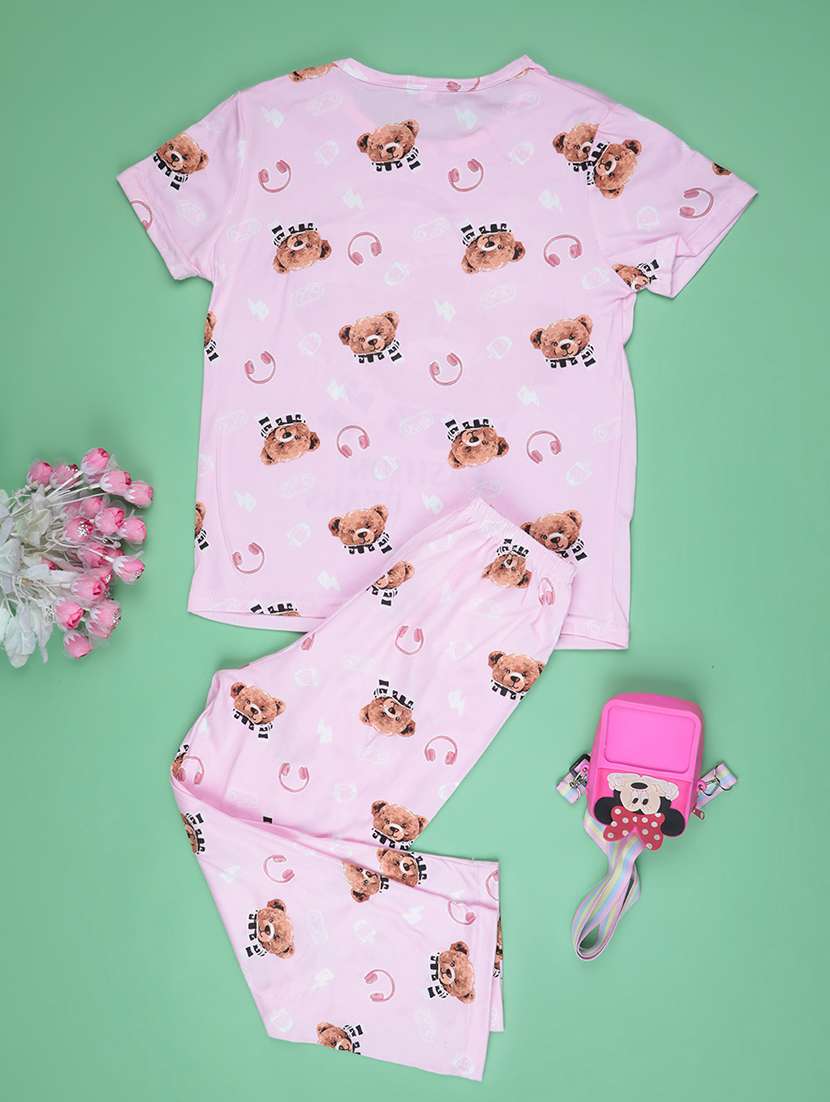 pink  cotton pyjama set nightwear - 22417938 -  Standard Image - 2