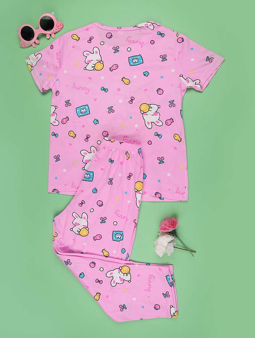 girls printed short sleeve pyjama set nightwear - 22417944 -  Standard Image - 2