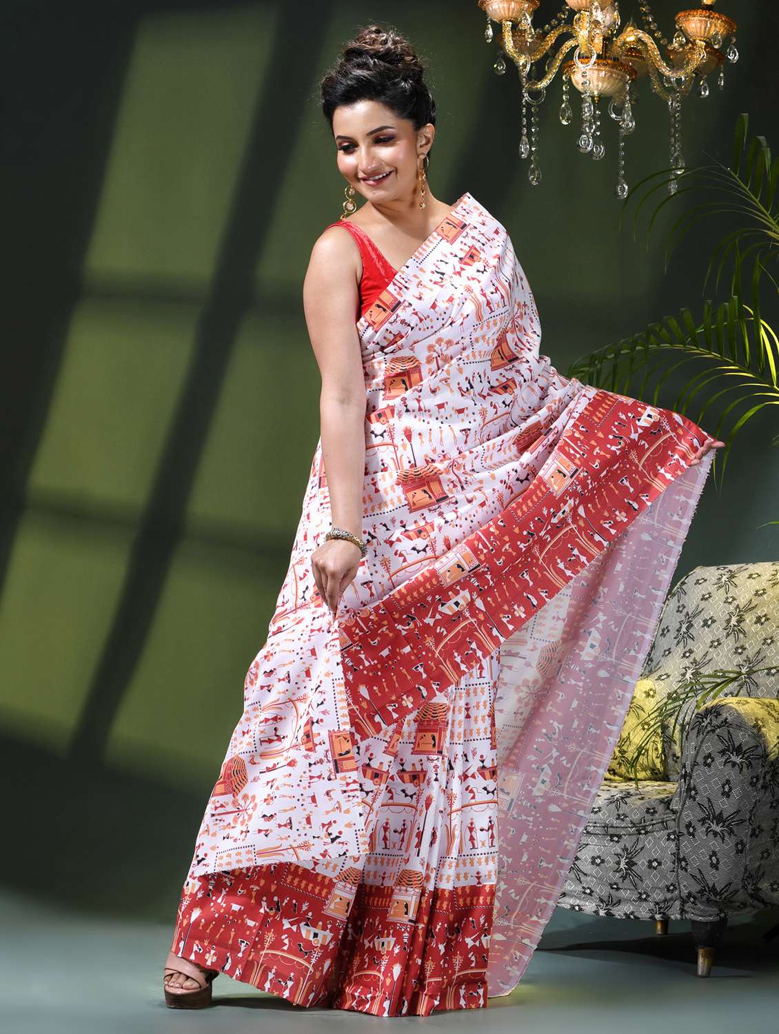 women warli printed saree - 22419796 -  Standard Image - 2