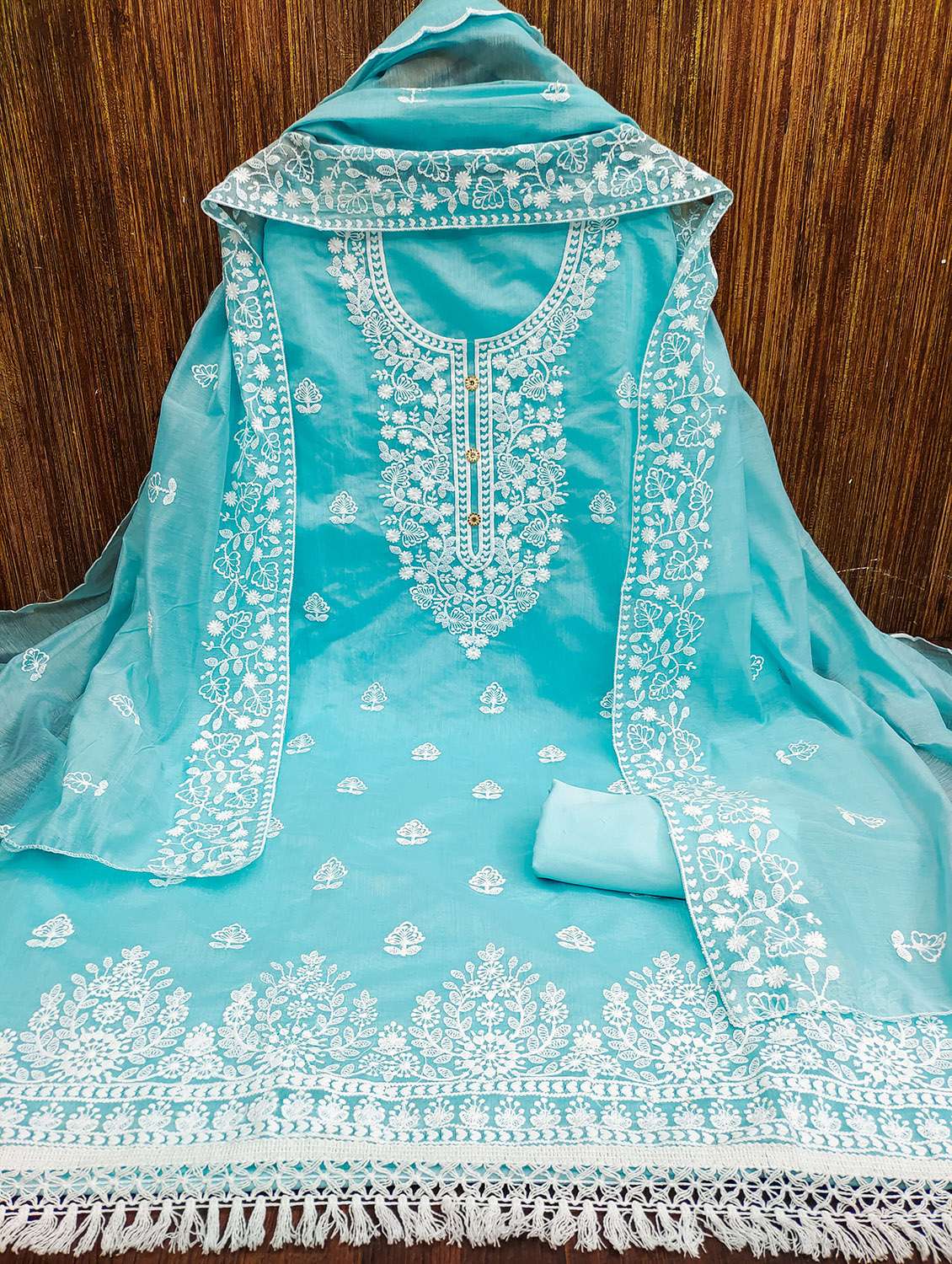 women solid with work unstitched suit set - 22420217 -  Standard Image - 2
