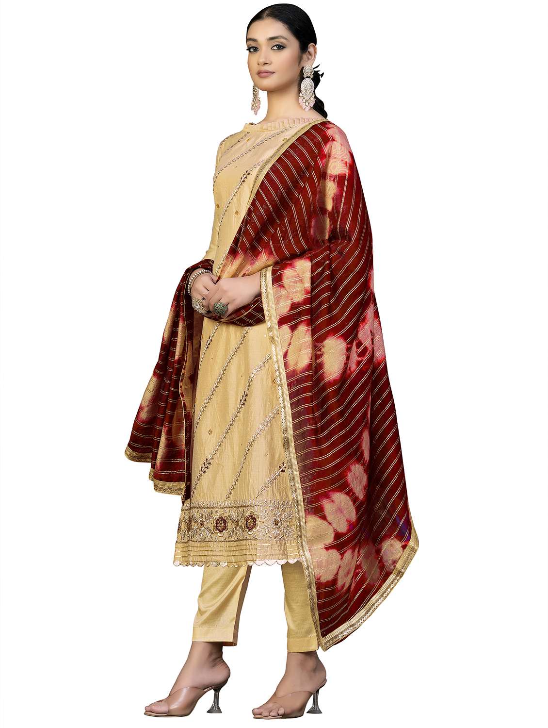 women solid with work unstitched suit set - 22420347 -  Standard Image - 2