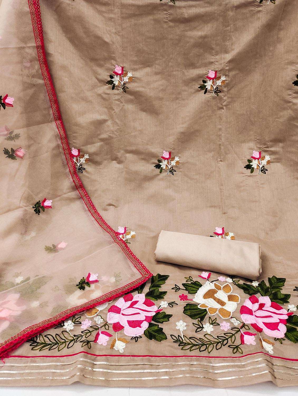 women solid with work unstitched suit set - 22420418 -  Standard Image - 2