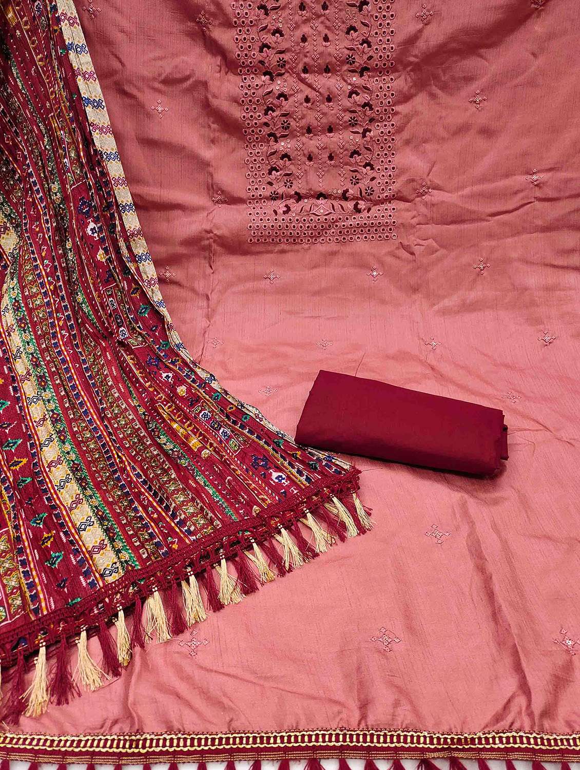 women solid with work unstitched suit set - 22420508 -  Standard Image - 2