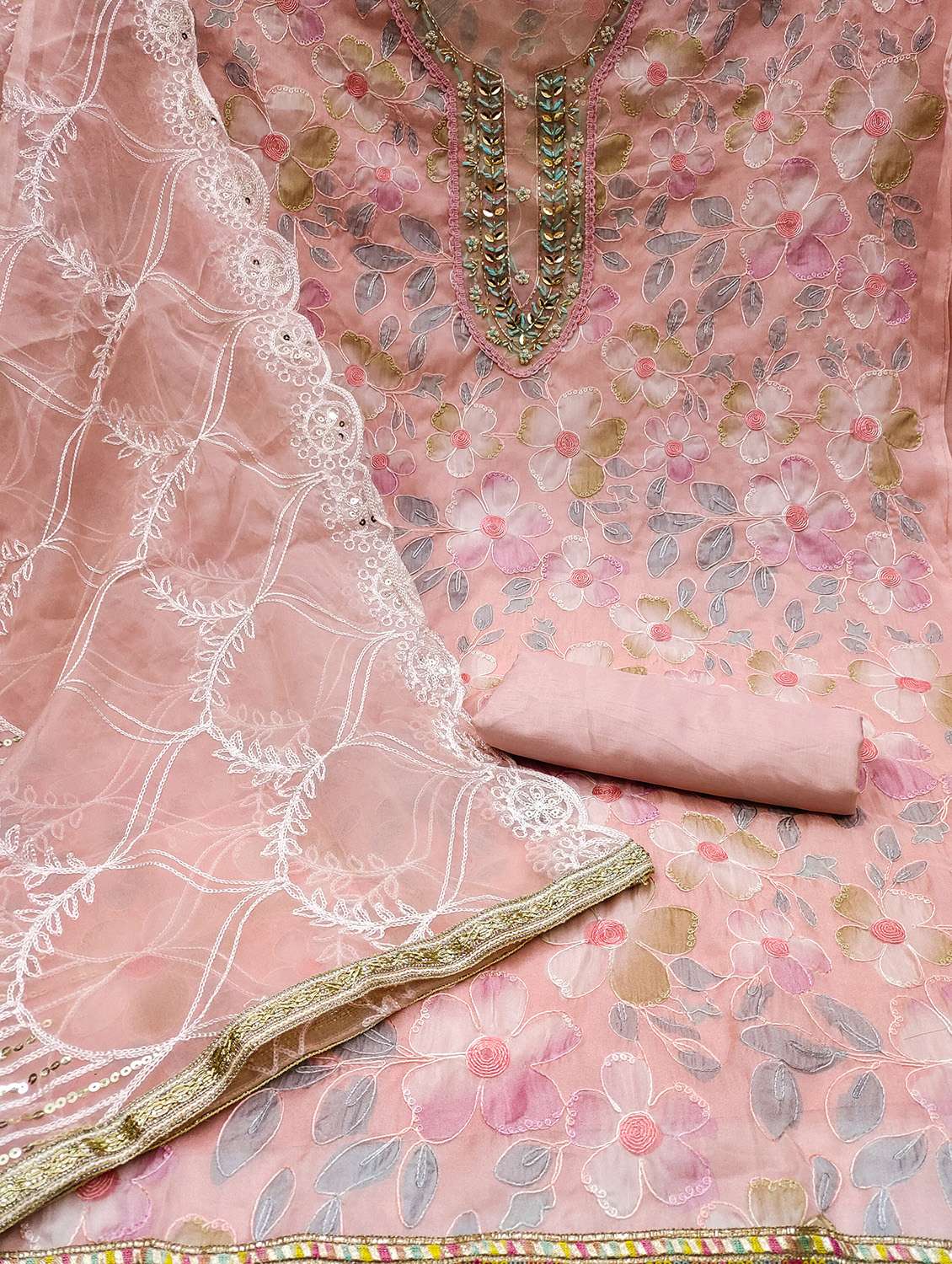 Women Floral Printed Unstitched Suit Set - 22420530 -  Standard Image - 2