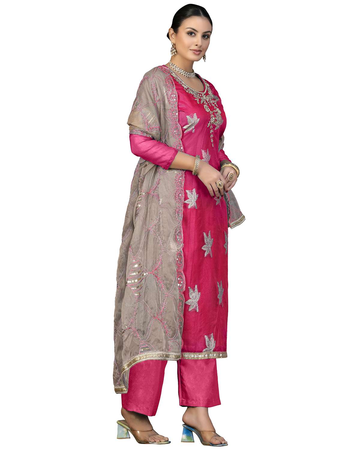 women solid with work unstitched suit set - 22420652 -  Standard Image - 2