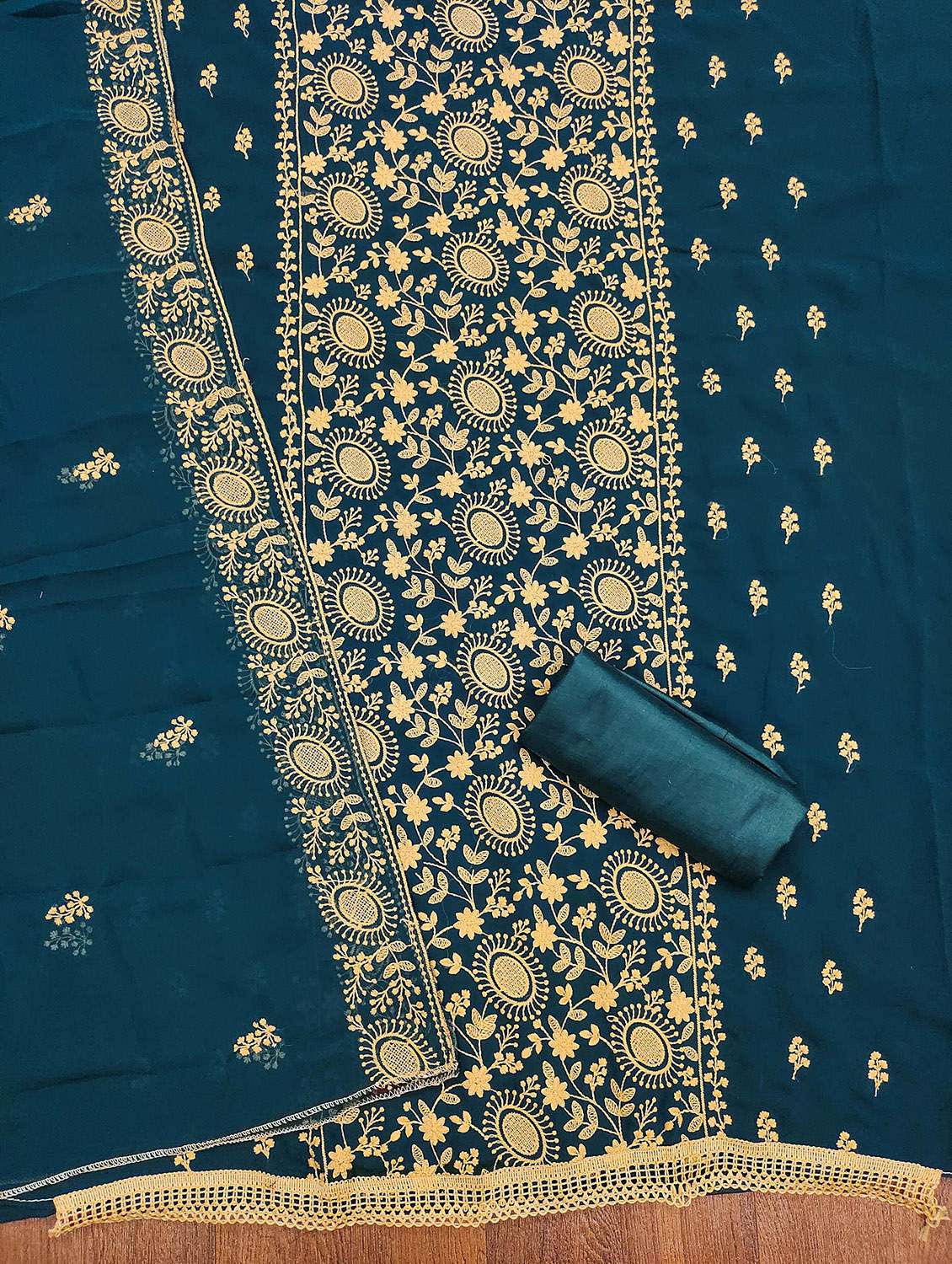 women solid with work unstitched suit set - 22420688 -  Standard Image - 2