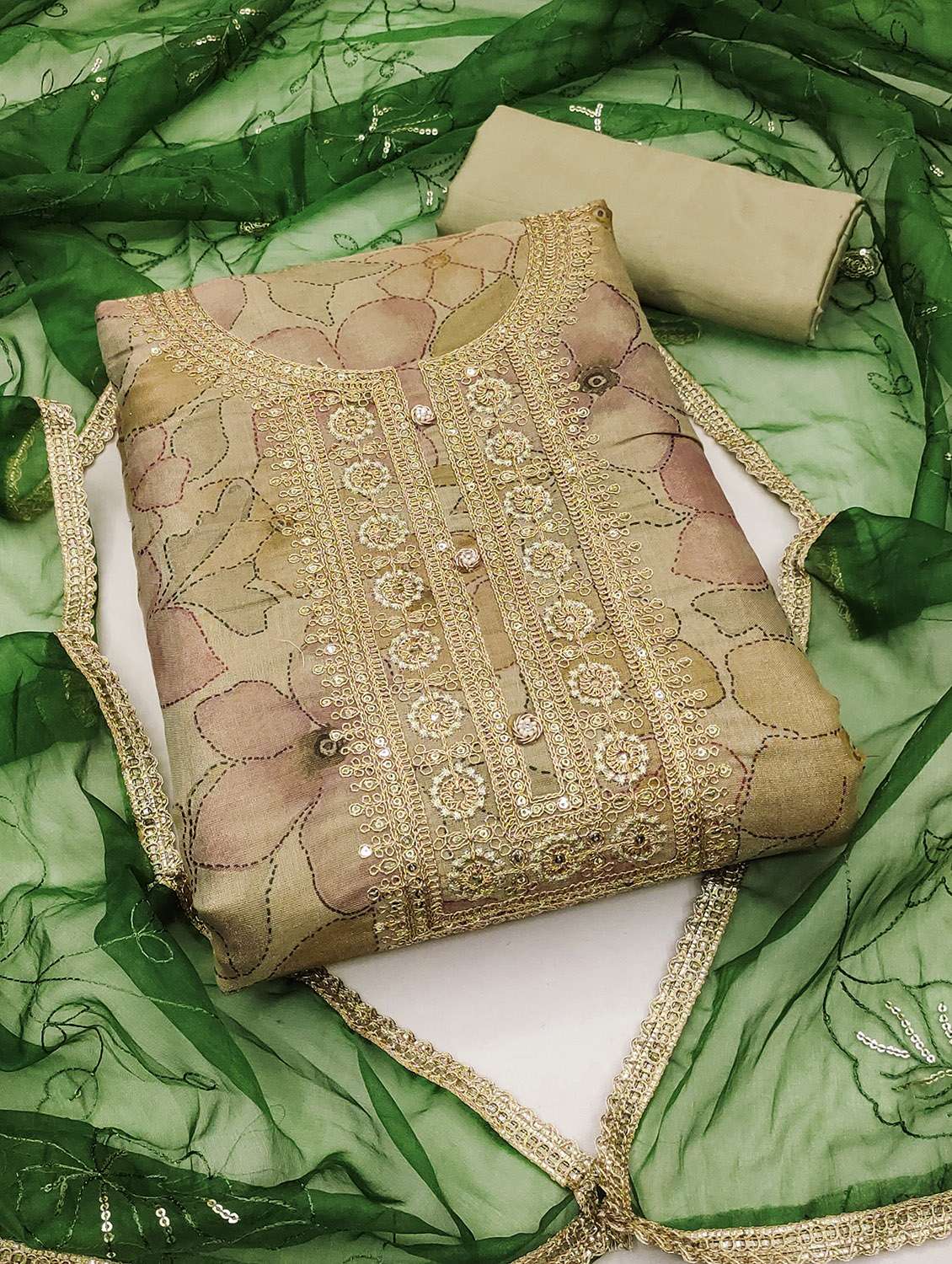 women floral printed unstitched suit set