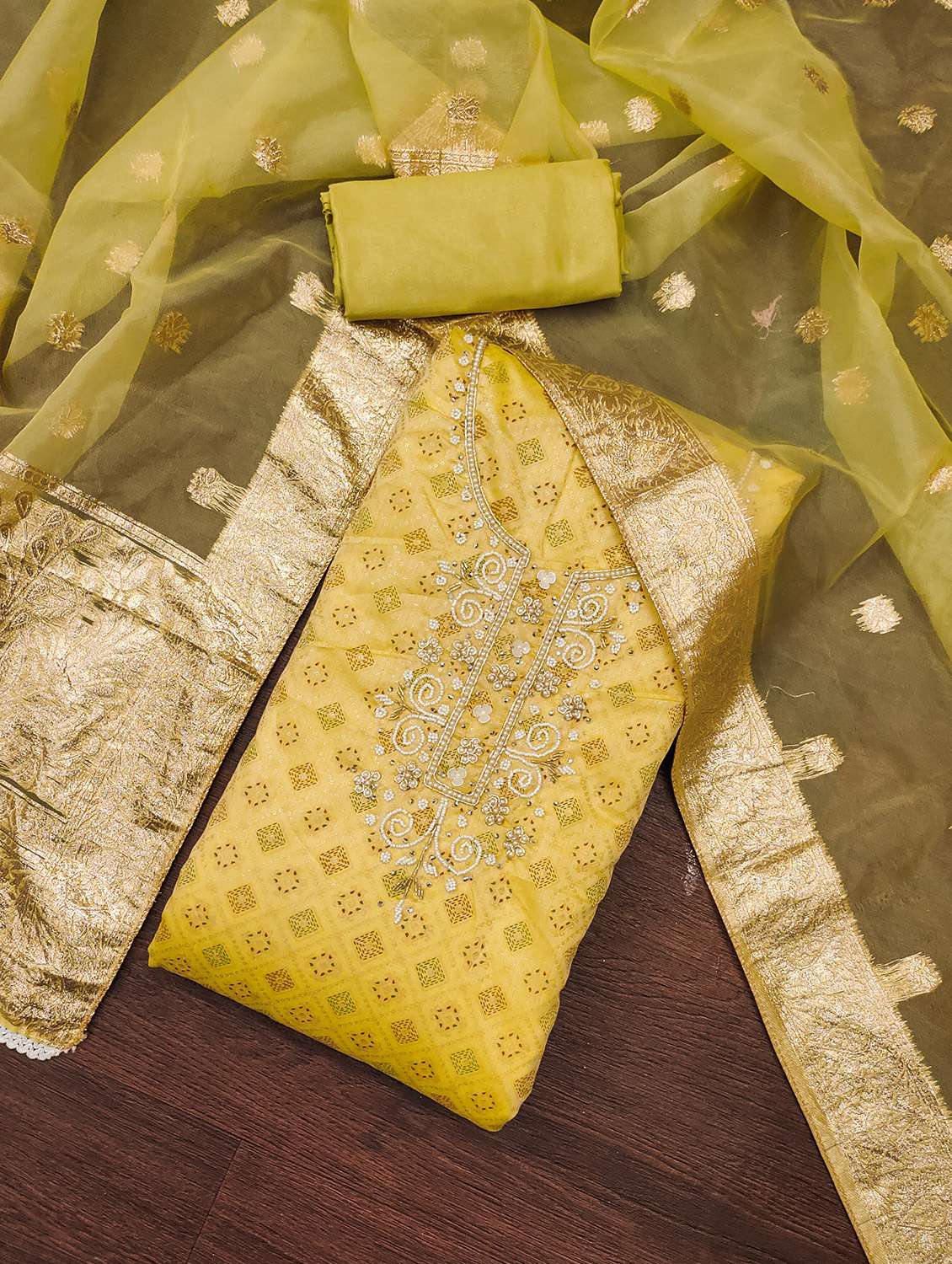 women printed unstitched suit set - 22421010 -  Standard Image - 2