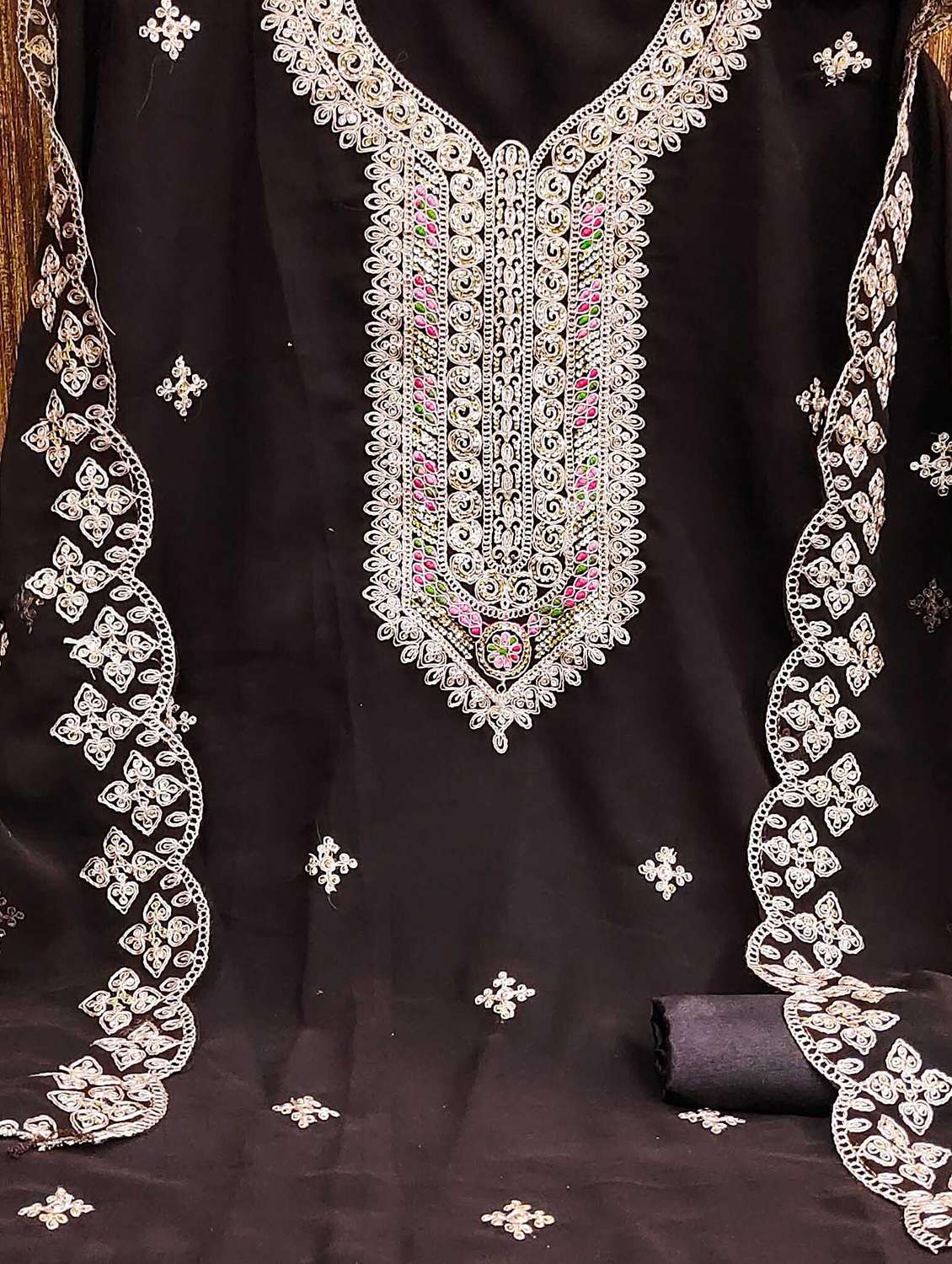 women solid with work unstitched suit set - 22421040 -  Standard Image - 2