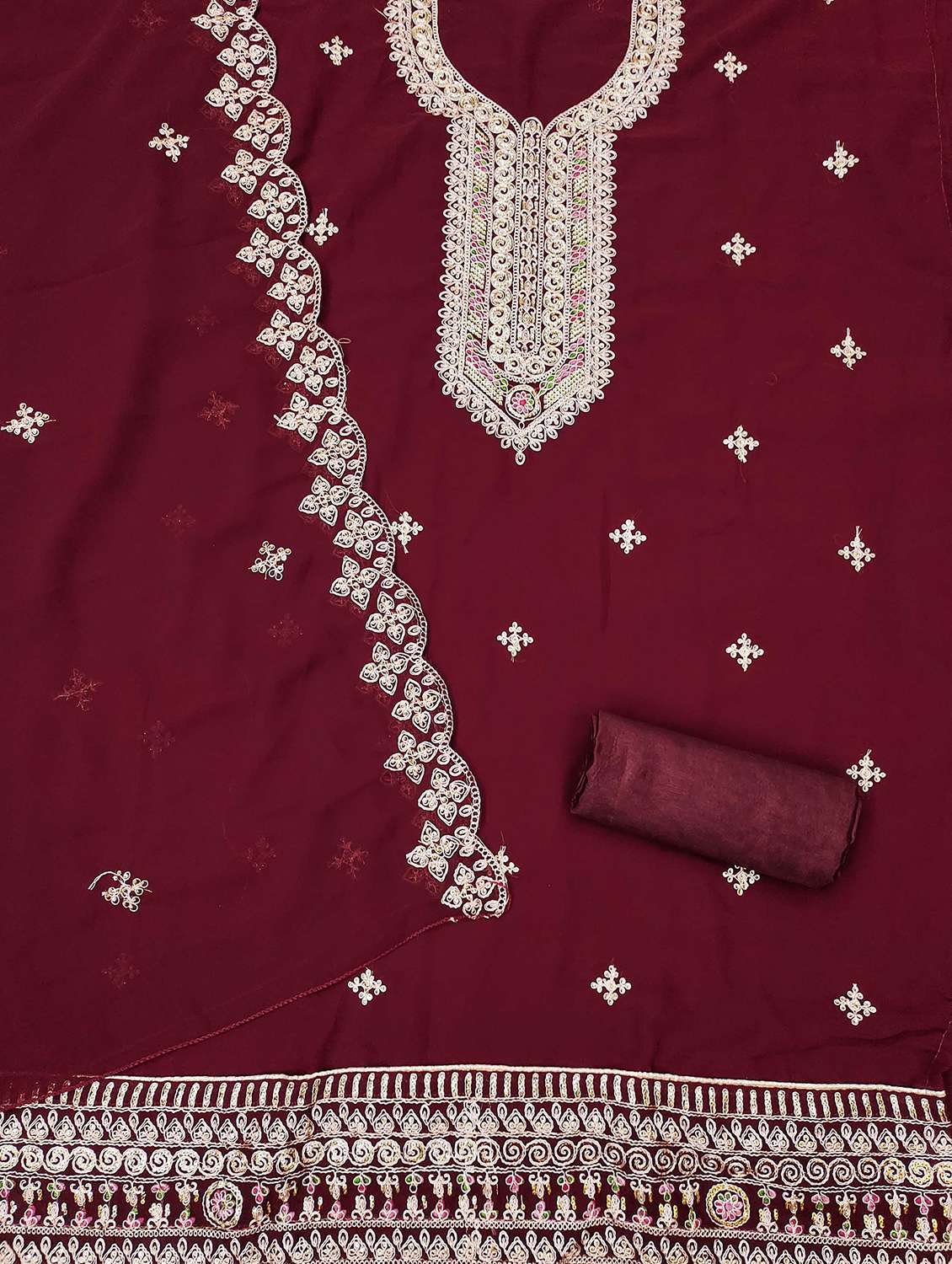 women solid with work unstitched suit set - 22421042 -  Standard Image - 2