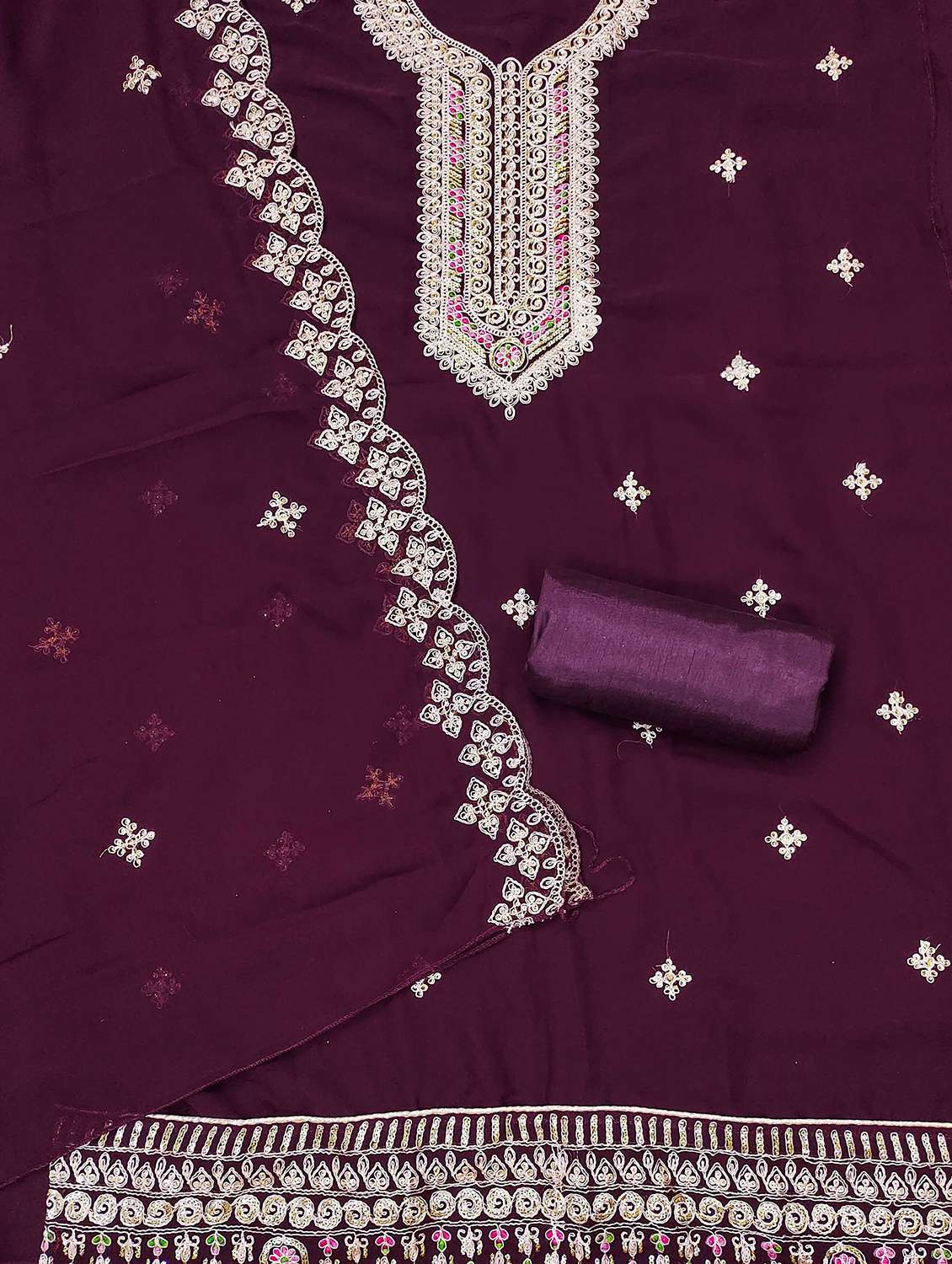 women solid with work unstitched suit set - 22421043 -  Standard Image - 2