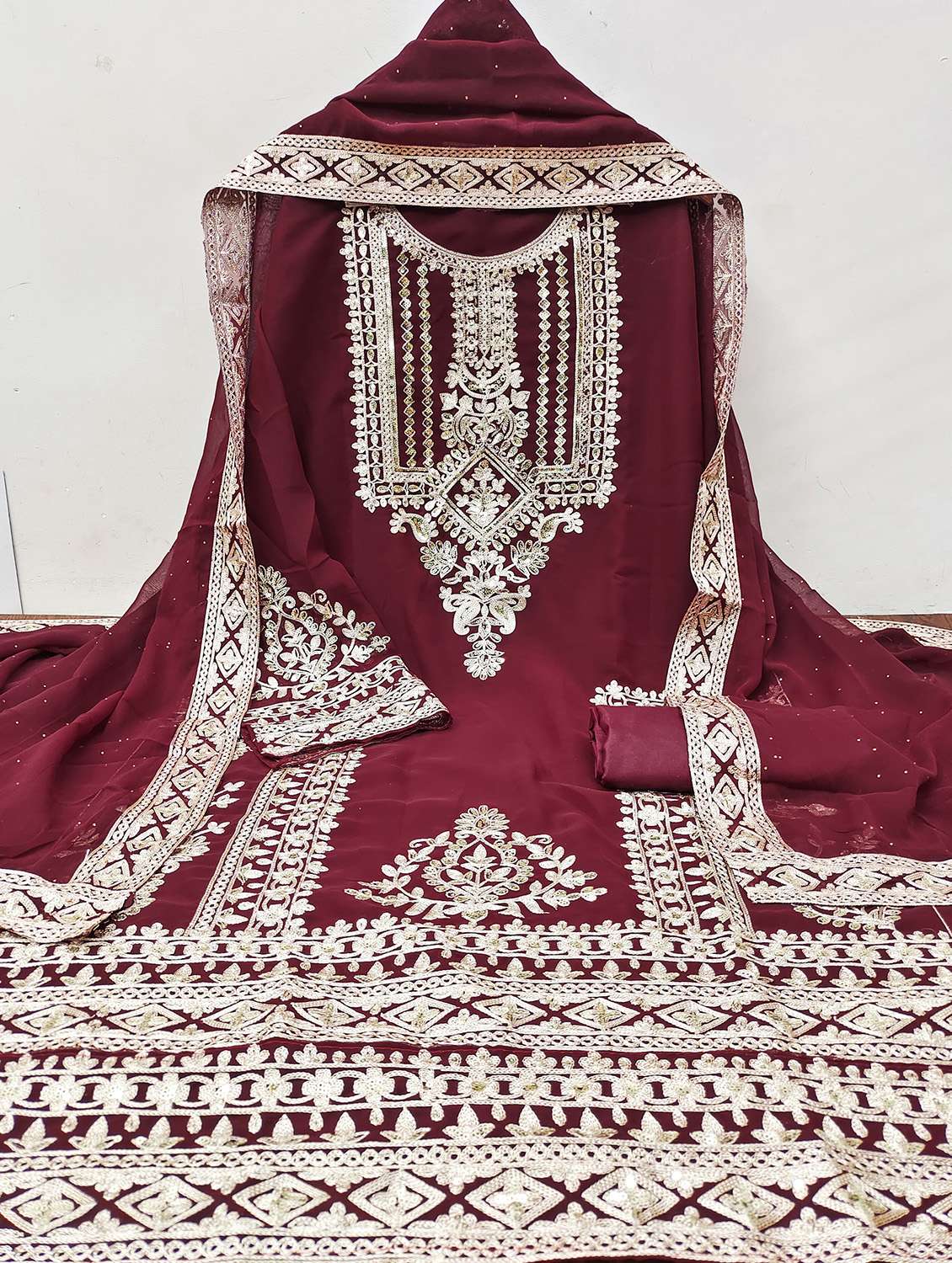 women solid with work unstitched suit set - 22421155 -  Standard Image - 2