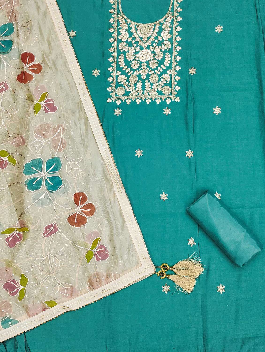 women solid with work unstitched suit set - 22421175 -  Standard Image - 2