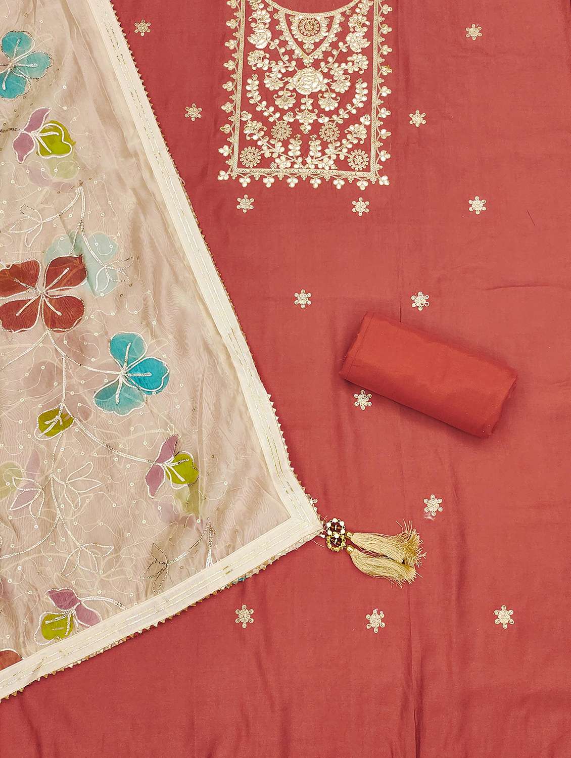 women solid with work unstitched suit set - 22421176 -  Standard Image - 2