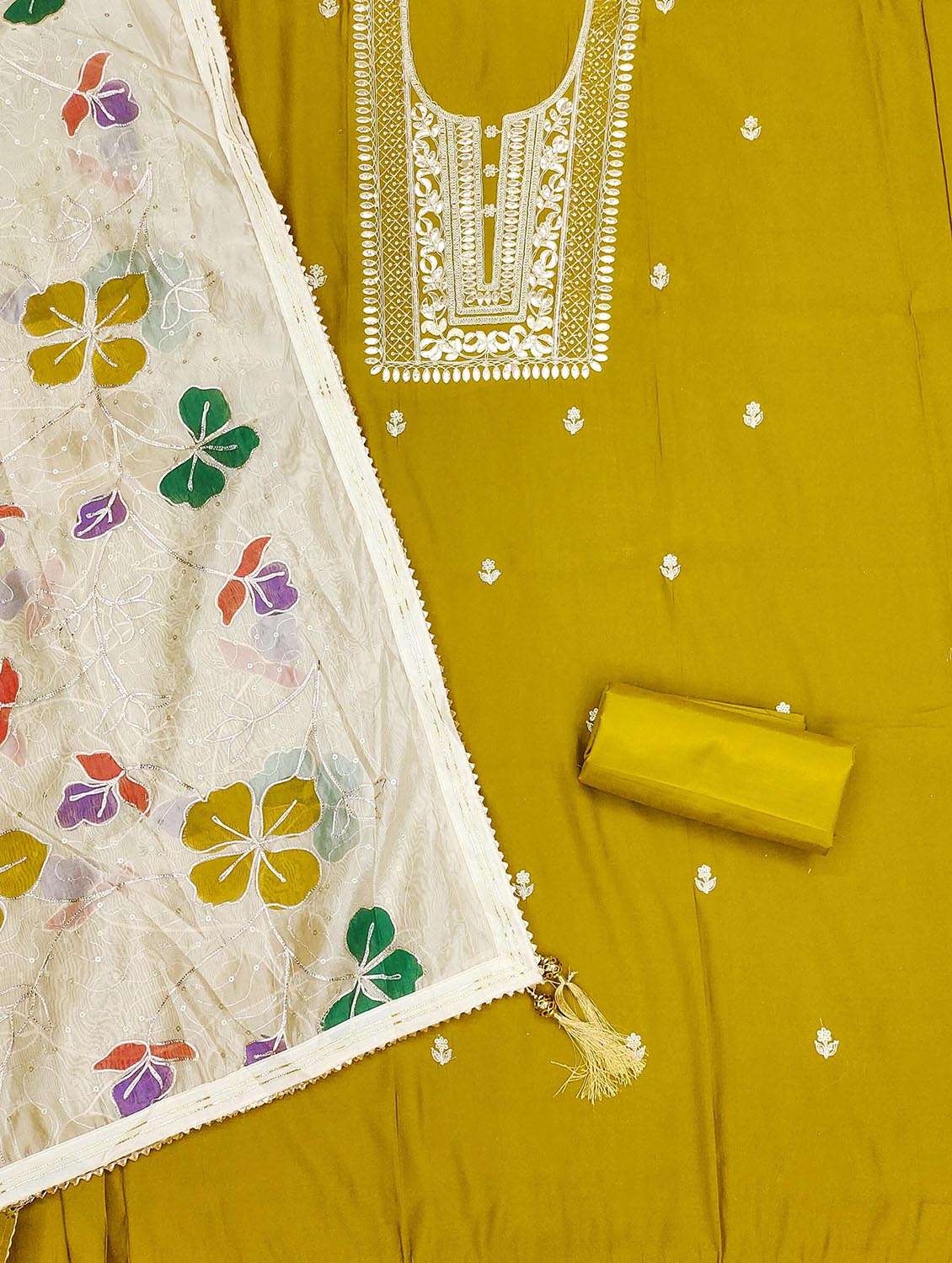 women solid with work unstitched suit set - 22421205 -  Standard Image - 2