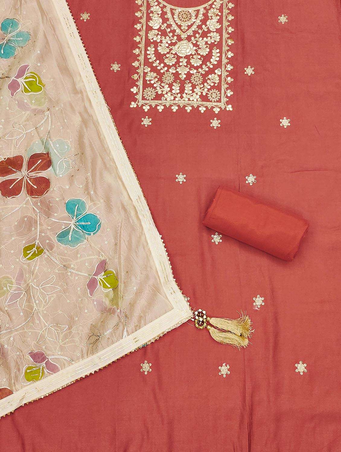 women solid with work unstitched suit set - 22421207 -  Standard Image - 2