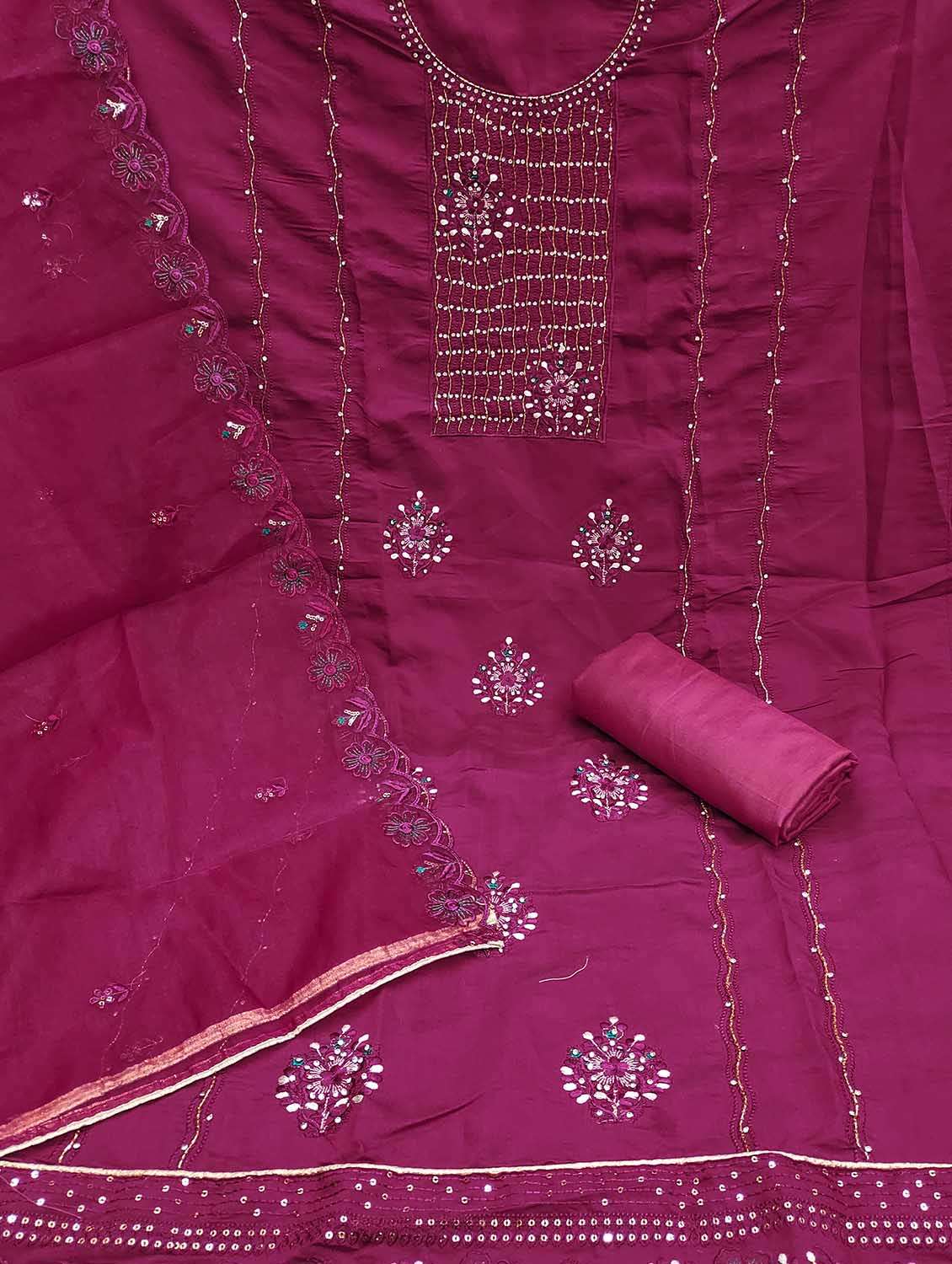 women solid with work unstitched suit set - 22421378 -  Standard Image - 2