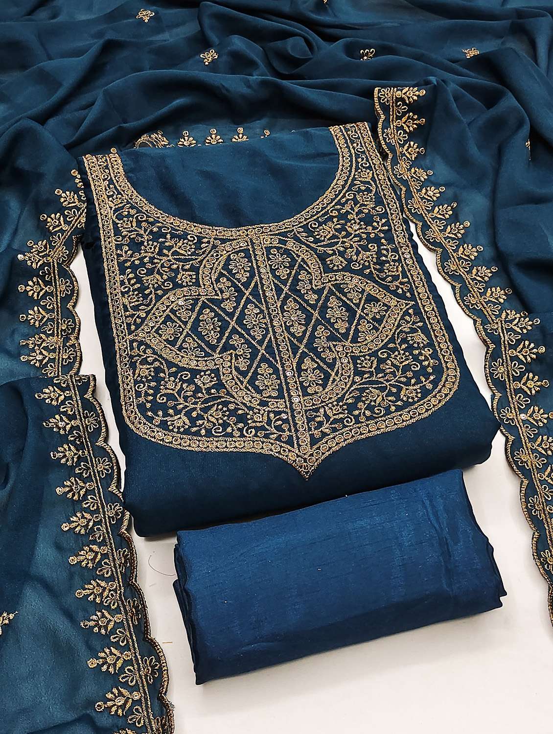 women solid with work unstitched suit set - 22422344 -  Standard Image - 2