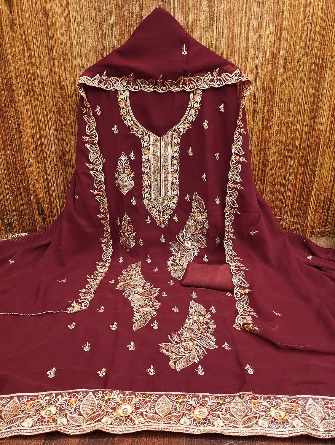 women solid with work unstitched suit set - 22422354 -  Standard Image - 2