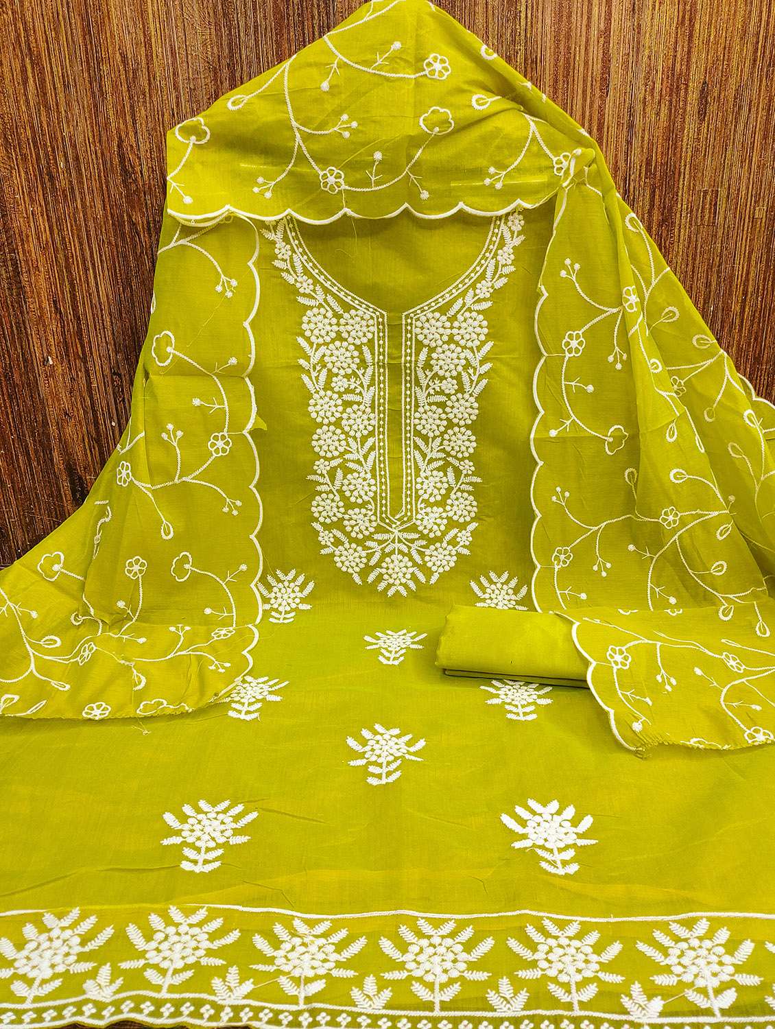 women solid with work unstitched suit set - 22422358 -  Standard Image - 2