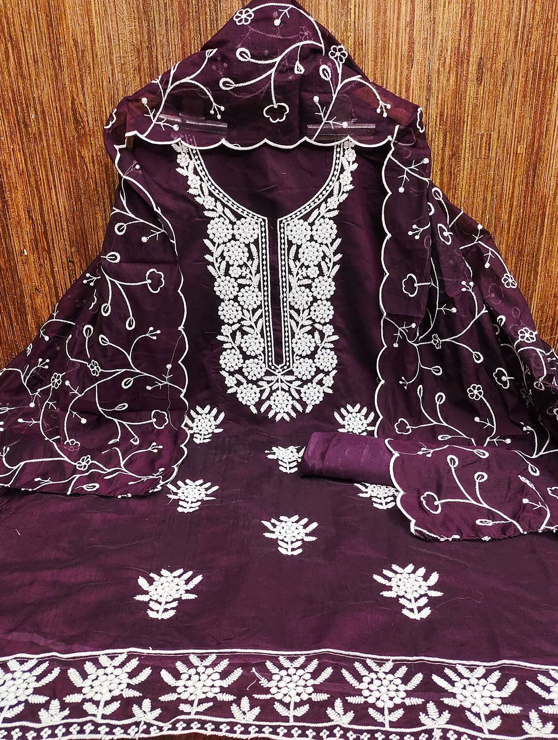 women solid with work unstitched suit set - 22422359 -  Standard Image - 2