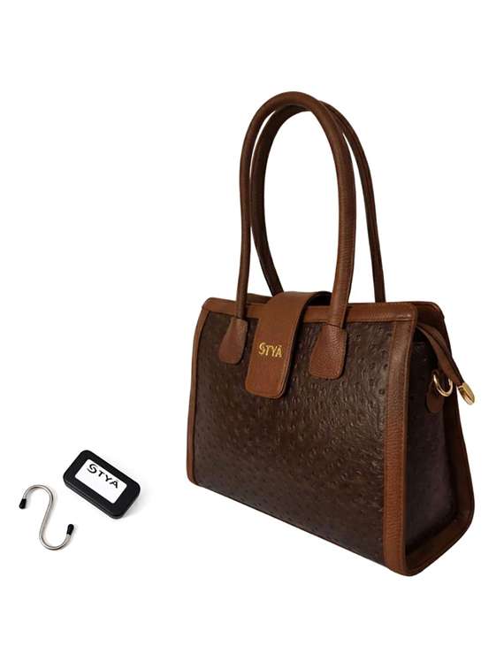 women textured leather handbag