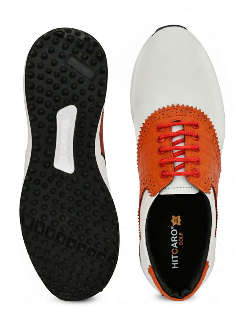 men white & orange lace up sport shoe - 22423721 -  Standard Image - 2