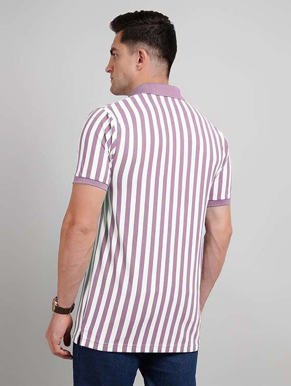 men striped short sleeve regular fit polo t-shirt - 22423951 -  Standard Image - 2