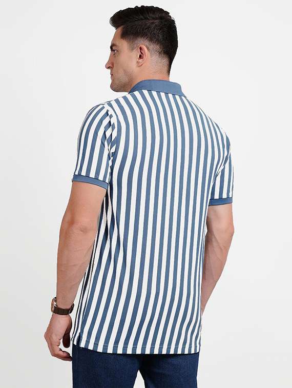 men striped short sleeve regular fit polo t-shirt - 22423952 -  Standard Image - 2