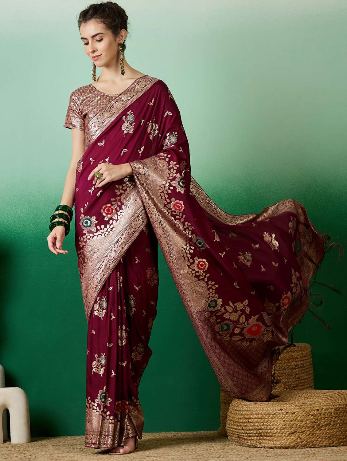 women self design banarasi saree with blouse - 22424345 -  Standard Image - 2