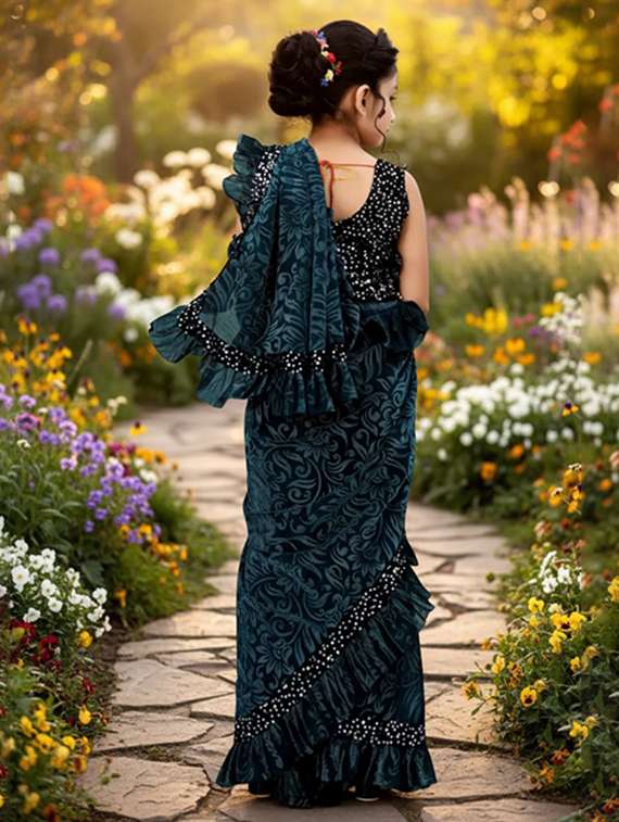 girls self design ready to wear saree - 22425050 -  Standard Image - 2