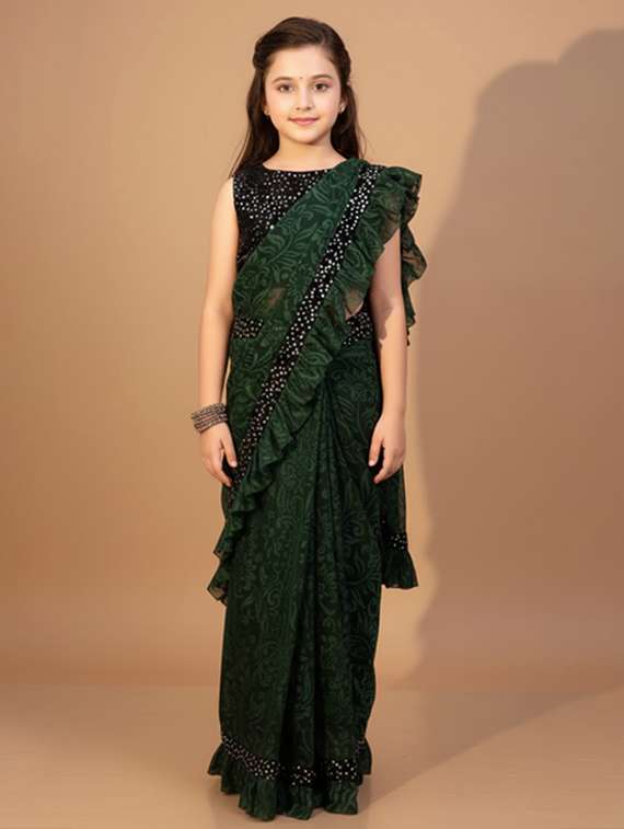 girls self design ready to wear saree - 22425053 -  Standard Image - 2
