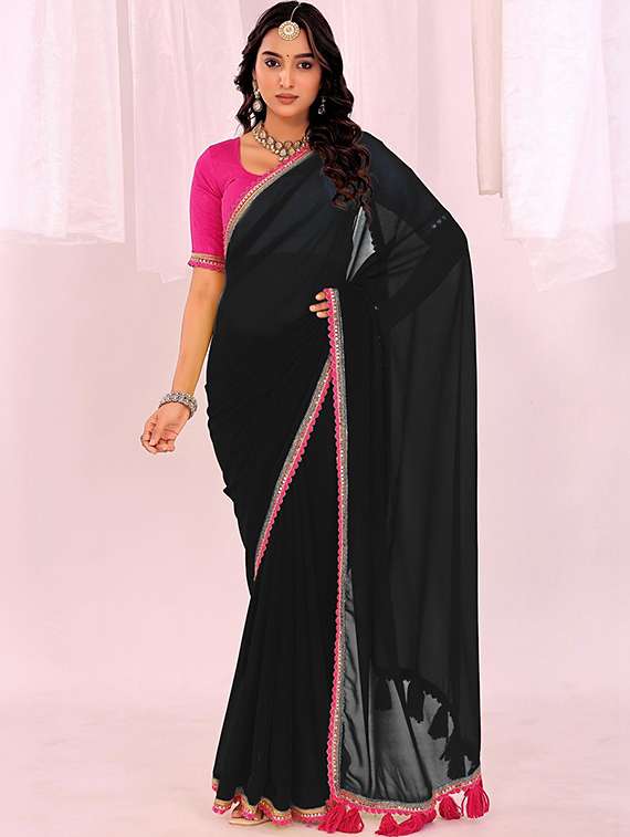 women solid plain saree with blouse