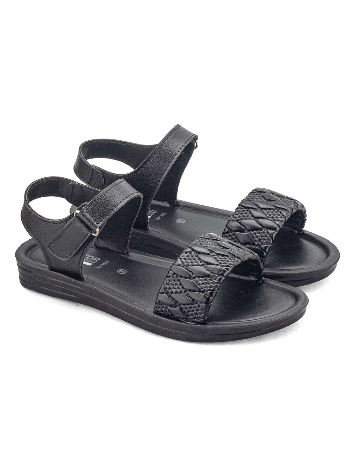 women textured ankle strap flat sandal