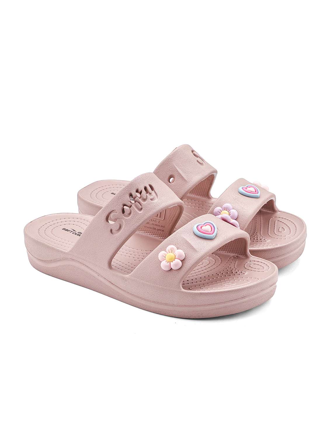 women's peach embellished flats slippers - 22425781 -  Standard Image - 2