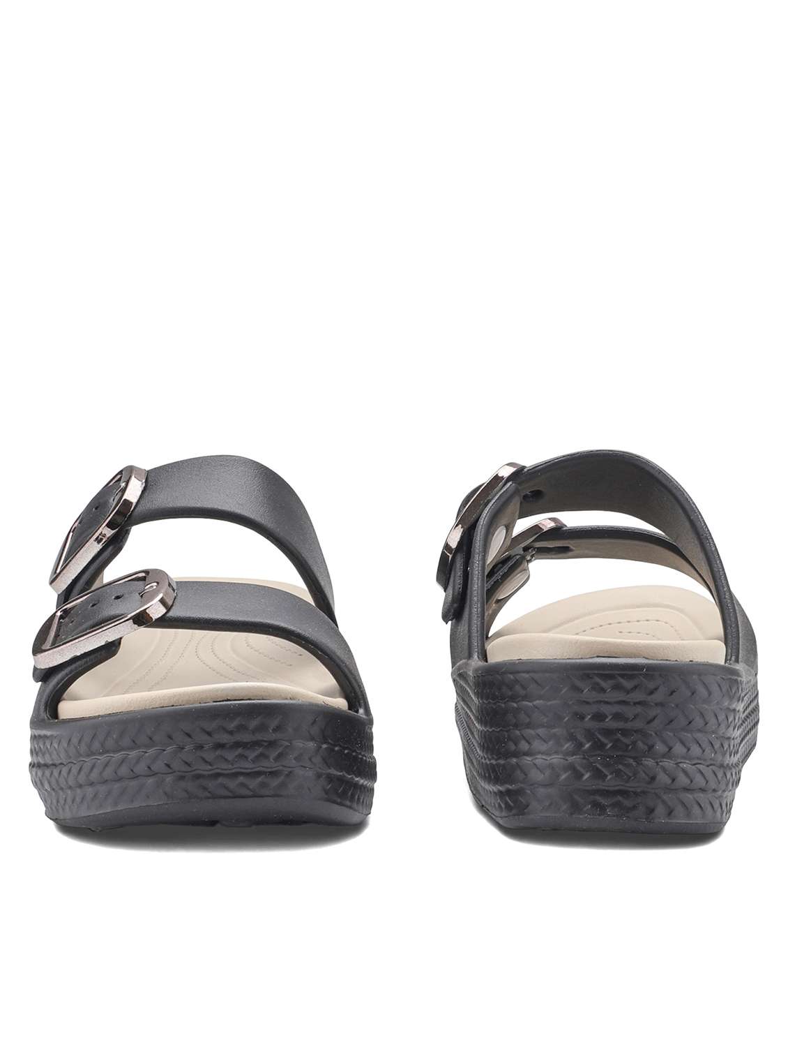 women black solid slip on slides - 22425786 -  Standard Image - 2