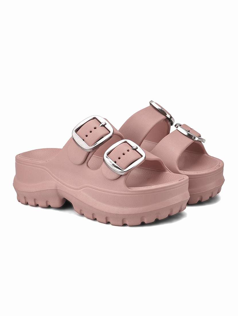 women solid slip on slider