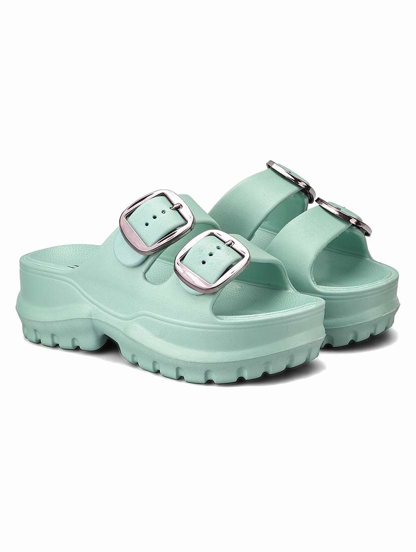 women solid slip on slider