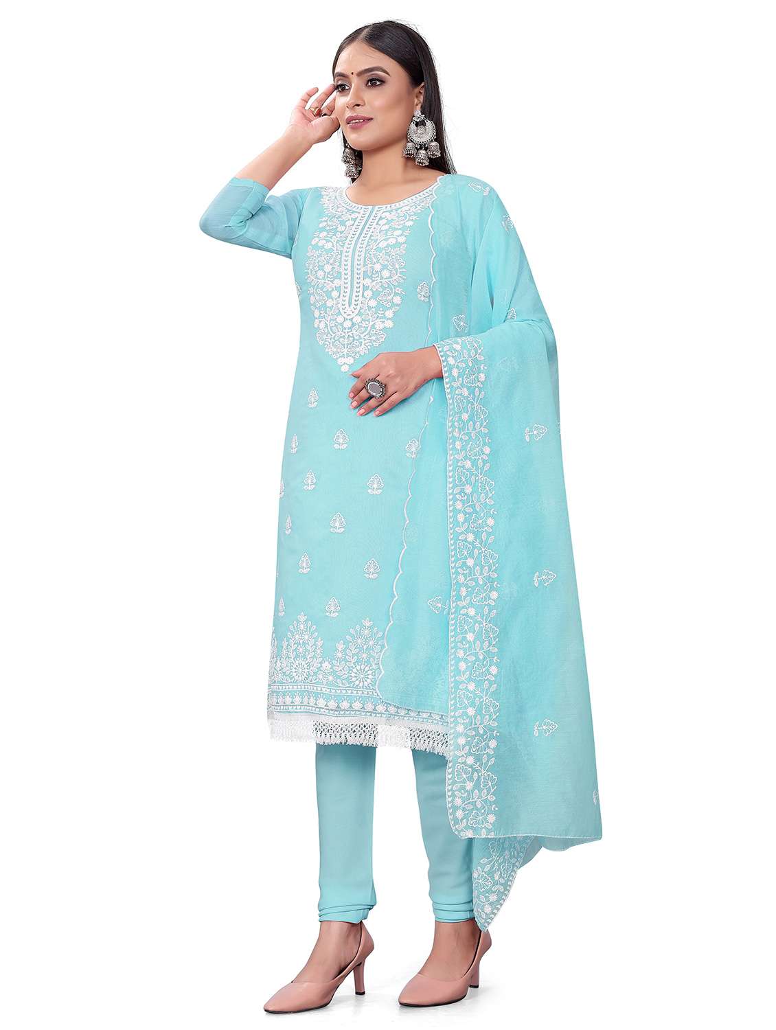 women solid with work unstitched suit set - 22429613 -  Standard Image - 2